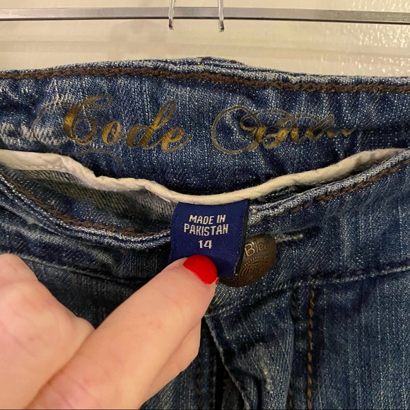 Code Blue Medium Wash Bootcut Flare Jeans Distress - Picture 5 of 9